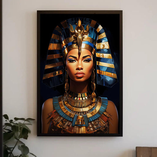 Queen Cleopatra Canvas Print, Egyptian Royal Black Wall Art