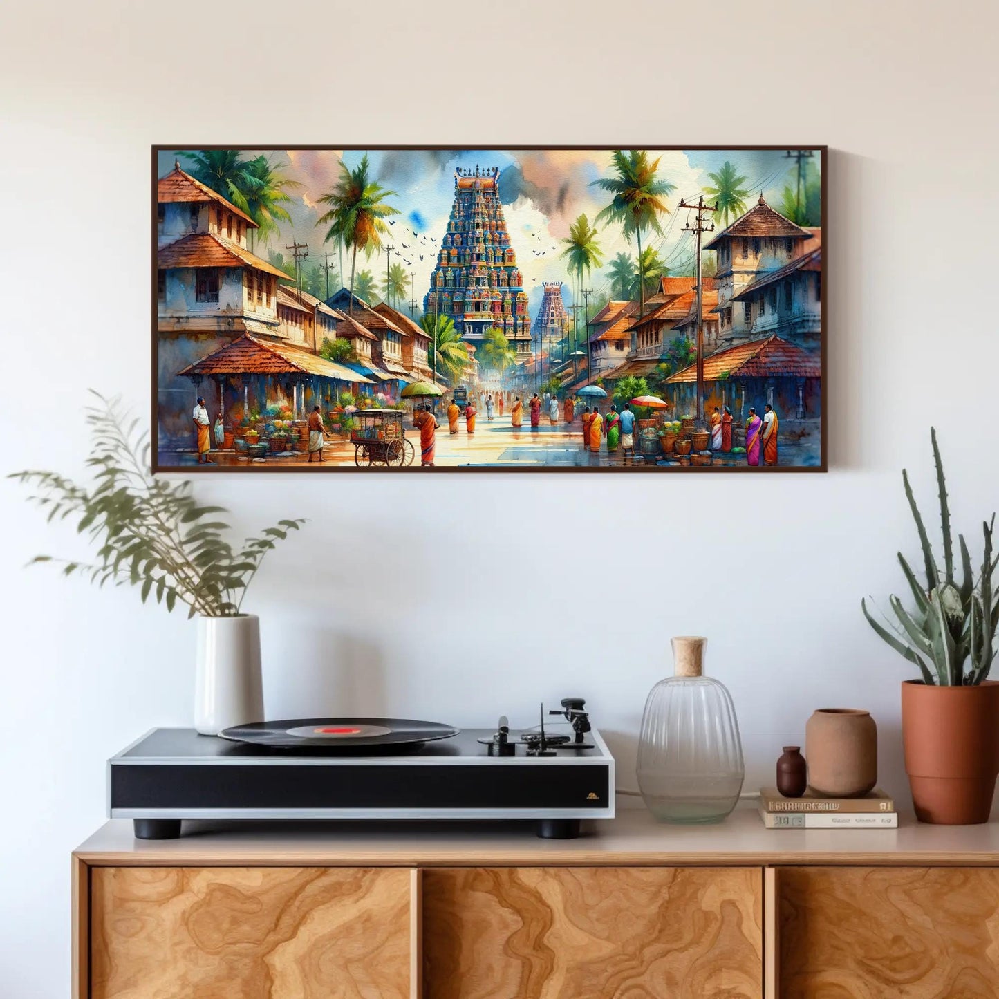 South India Temple , Authentic Landscape canvas wall art, ready to hang