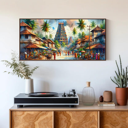 South India Temple , Authentic Landscape canvas wall art, ready to hang