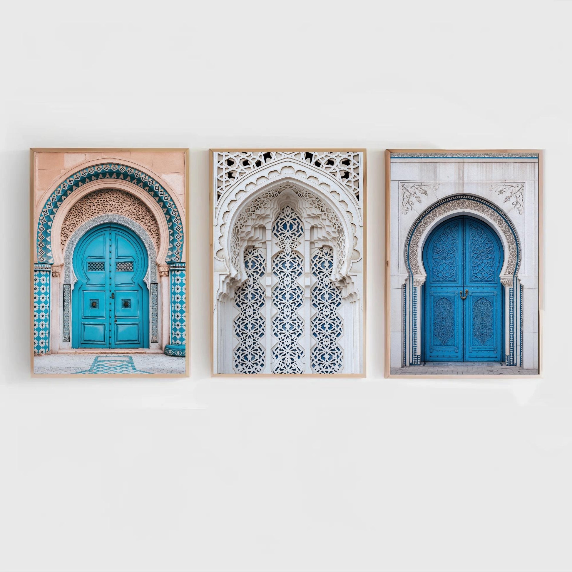 Moroccan Door canvas wall art in blue tones