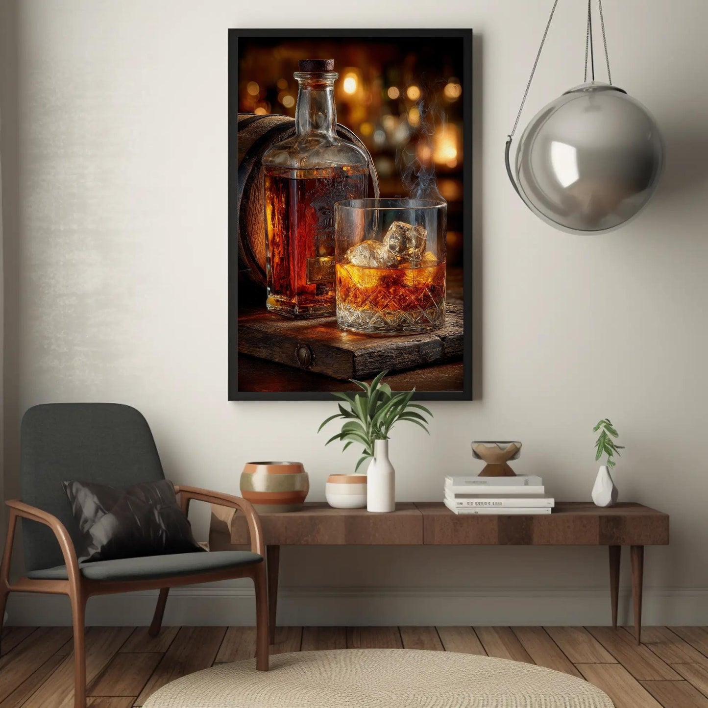 Whiskey Barrel Canvas Print – Rustic Bourbon Wall Art for Home Bar Decor