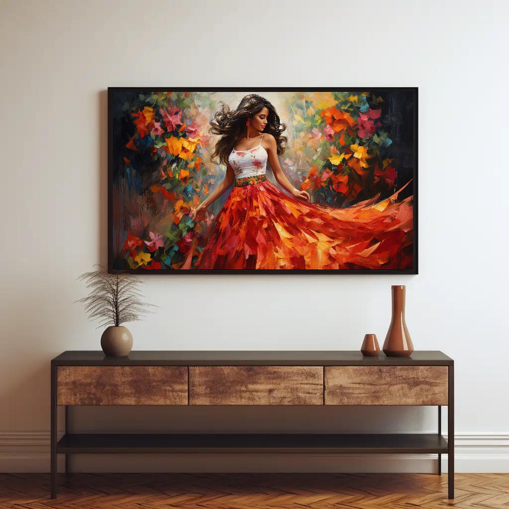 Mexican Folk Dance , Ballet Folklorico canvas wall art shown in a styled room (view 3)