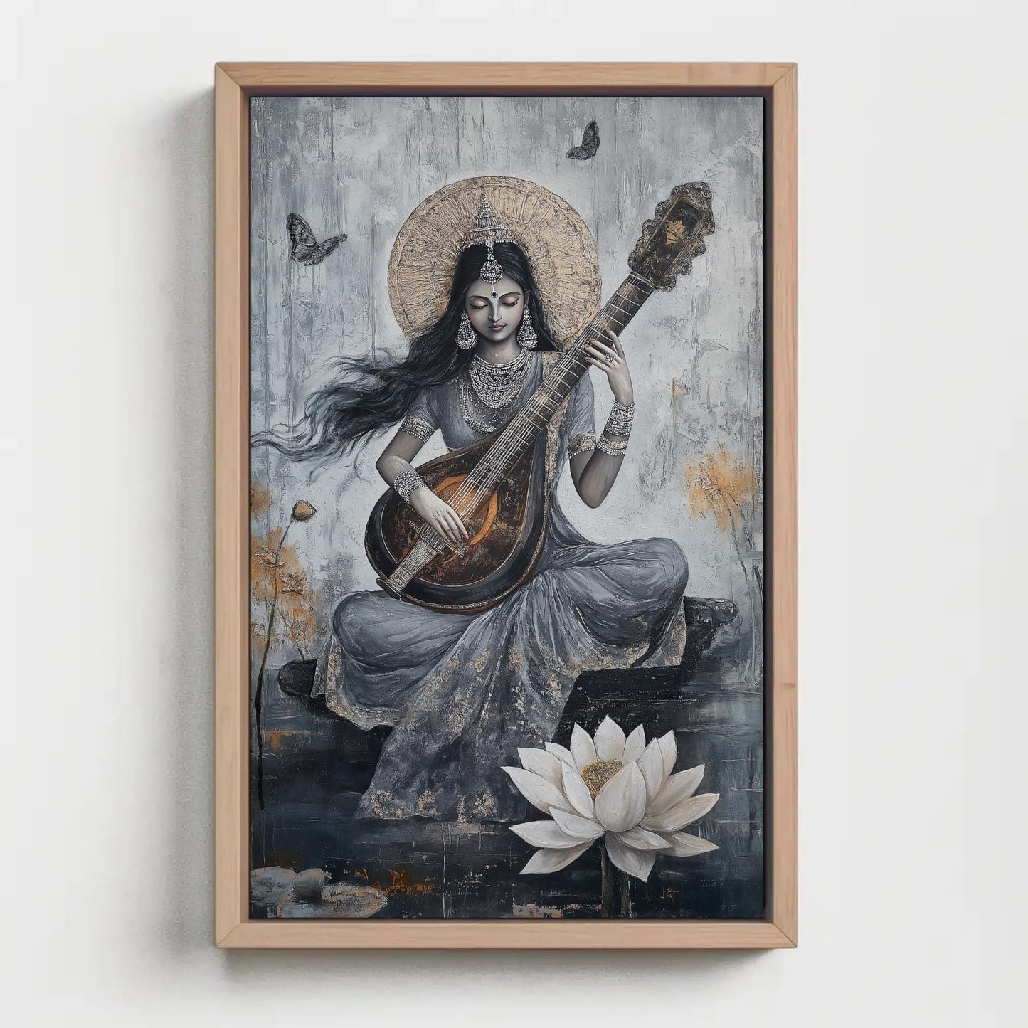Abstract Saraswati , Modern Hindu Goddess modern canvas wall art, ready to hang
