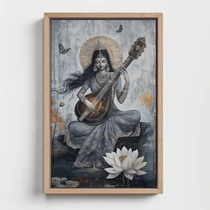 Abstract Saraswati , Modern Hindu Goddess modern canvas wall art, ready to hang