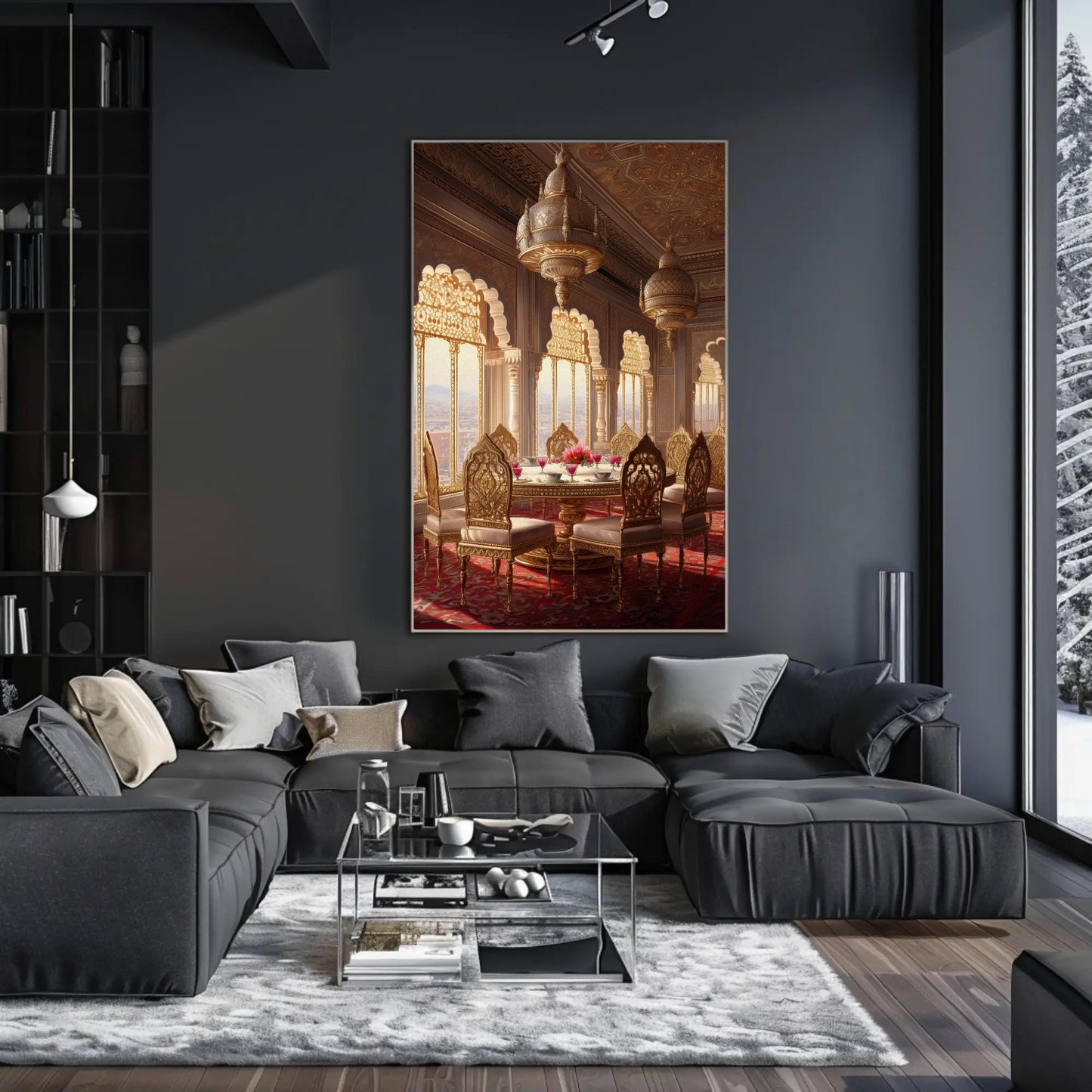 Indian Palace canvas wall art shown in a living room (view 2)