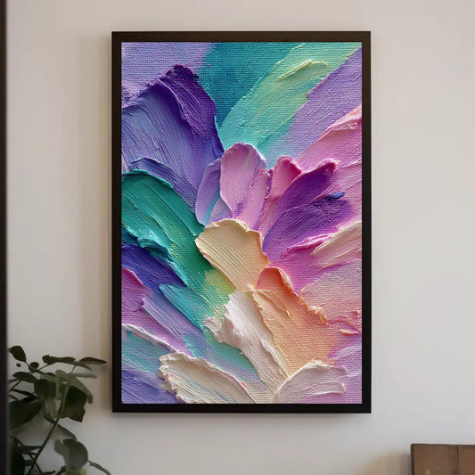 a painting on a wall with a potted plant