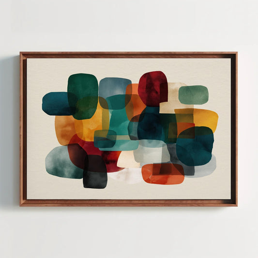 Mid-Century Modern Canvas Print, Geometric Color Block Wall Art