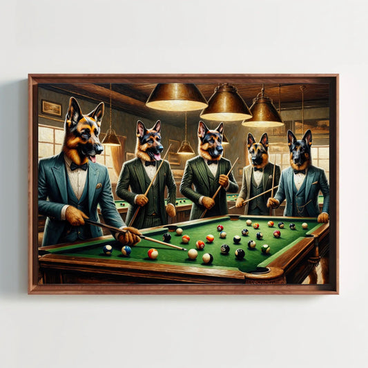 German Shepherd Wall Art – Funny Dog Painting | Large Canvas Print for Game Room