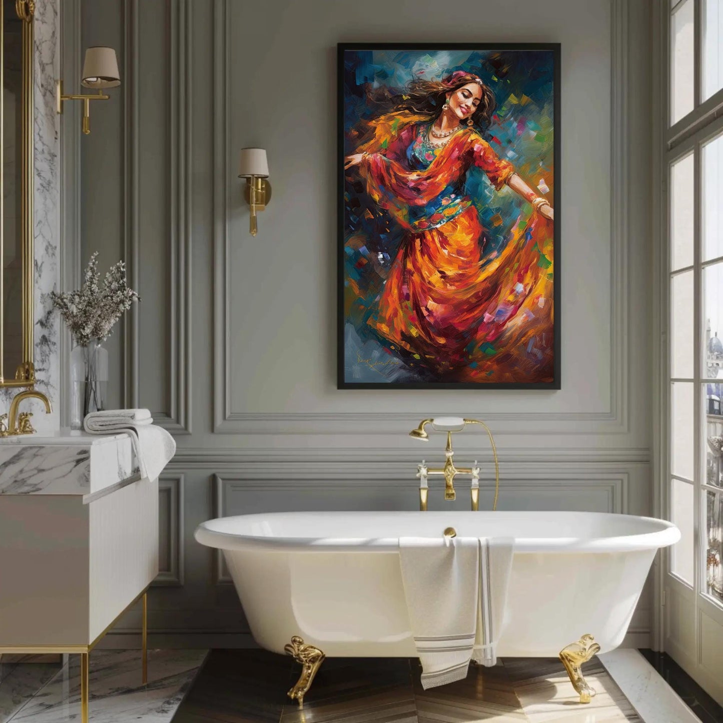 Indian Folk Dance , Bharatanatyam canvas wall art, gallery-wrapped or framed