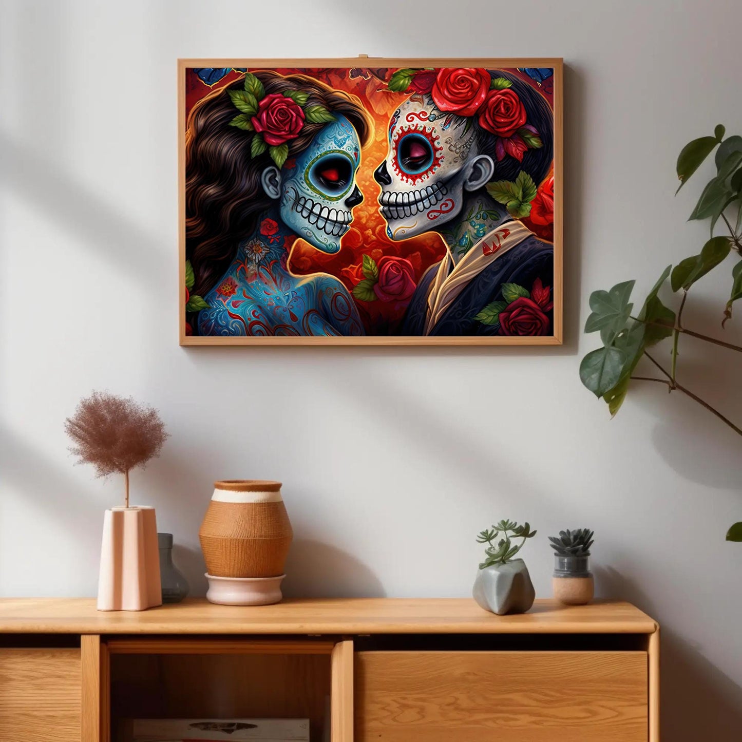 Sugar Skull canvas wall art, gallery-wrapped or framed
