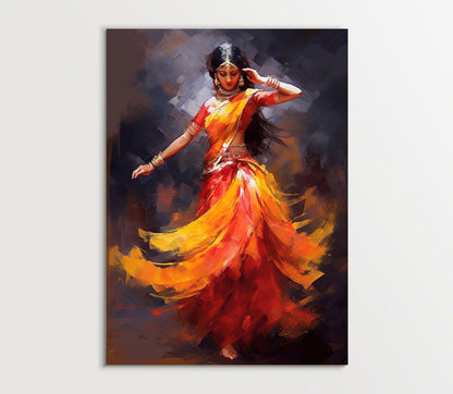 Indian Folk Dance canvas wall art, ready to hang