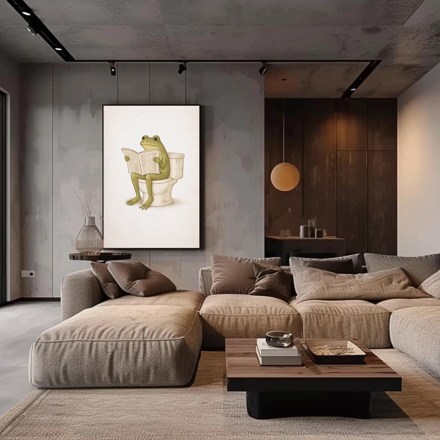 Frog Bathroom canvas wall art shown in a living room (view 3)