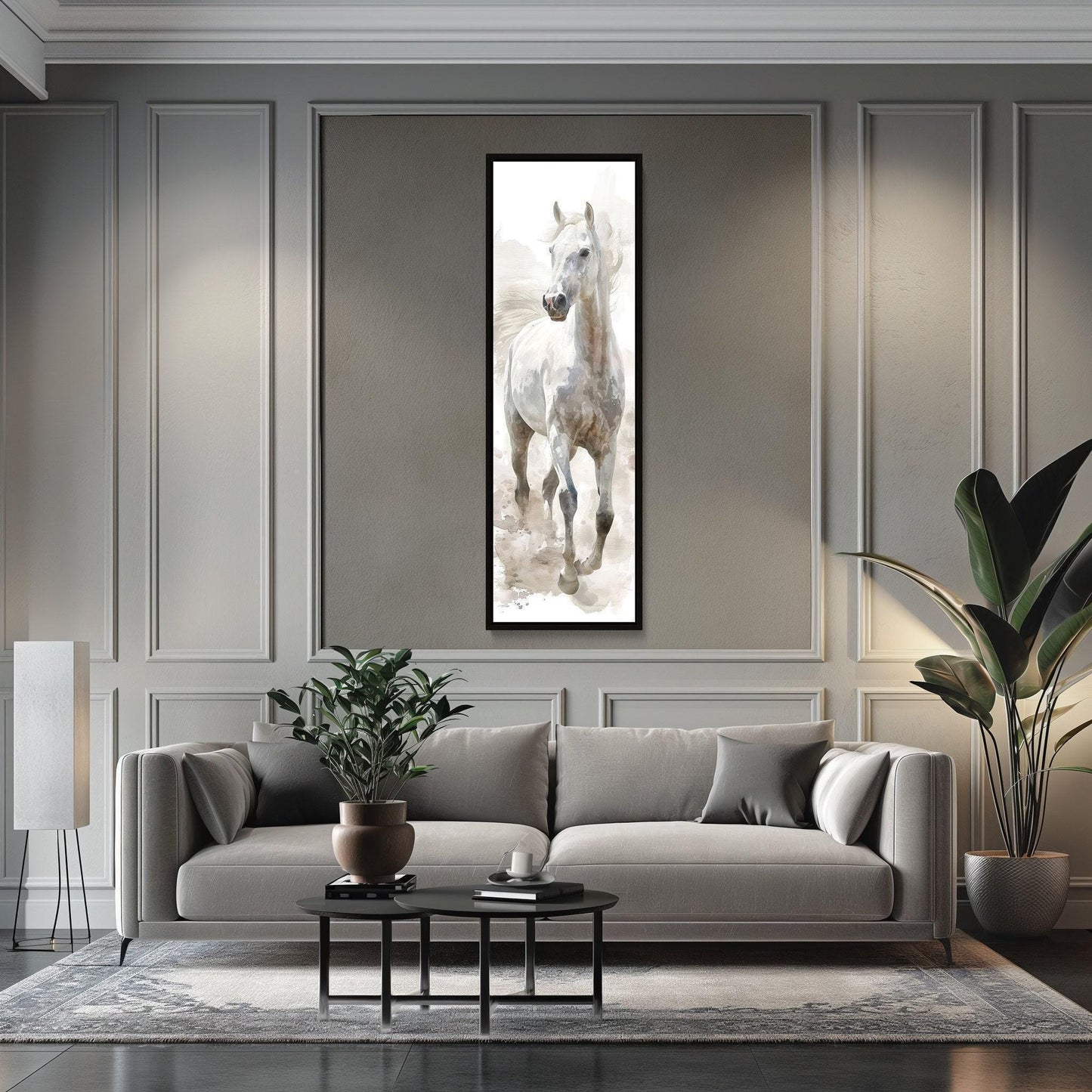 White Horse farmhouse canvas wall art for the home