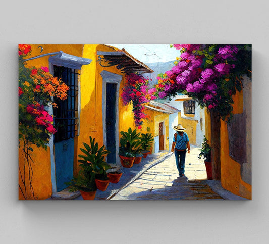 Oaxaca Art Print - Vibrant Mexican Village Painting on Museum-Grade Canvas