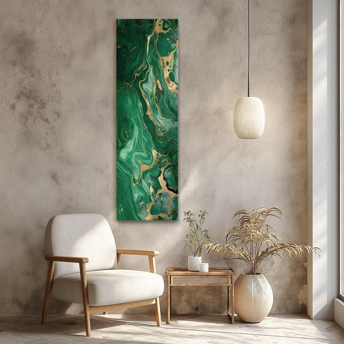 Green Gold Marble canvas wall art, statement décor