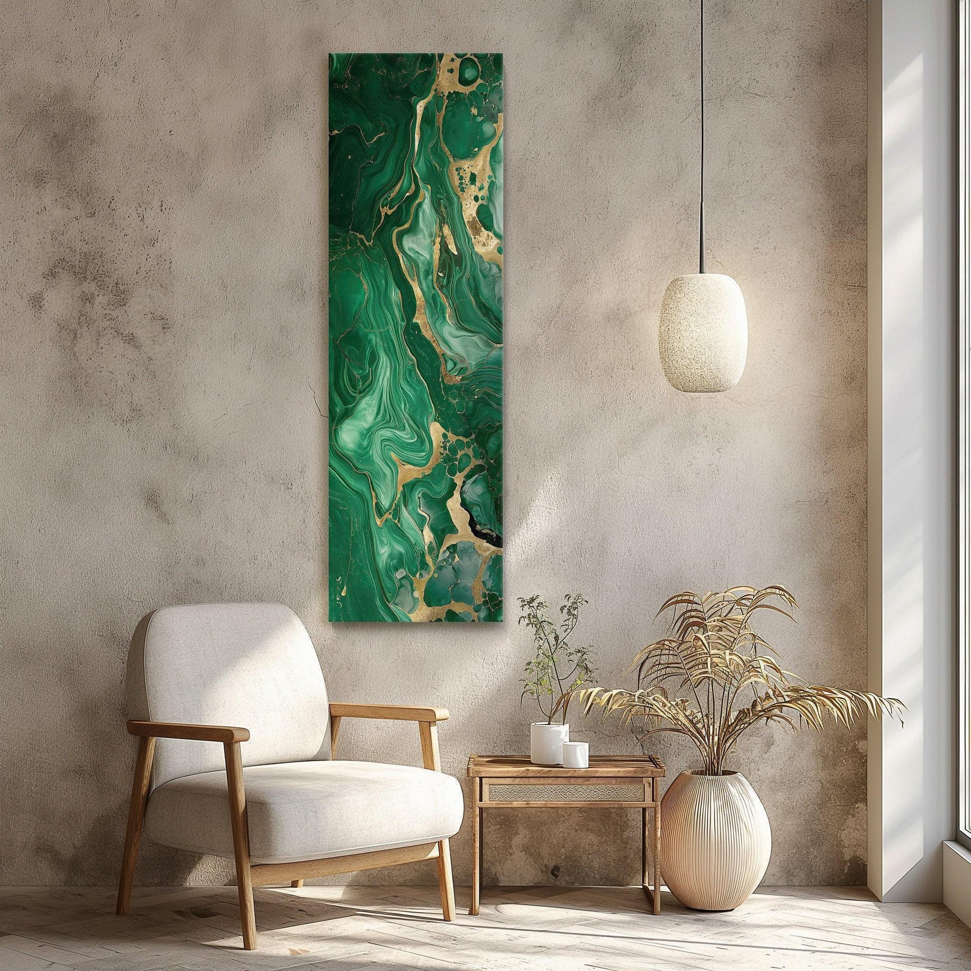 Green Gold Marble canvas wall art, statement décor