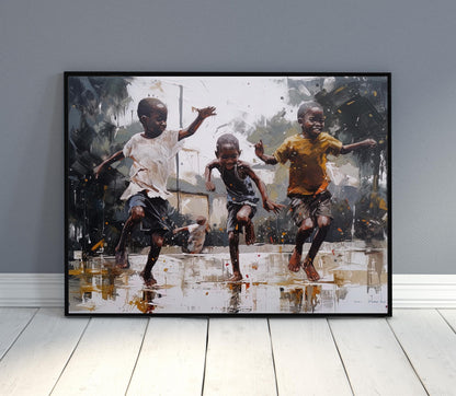 African Children , Joyful Kids canvas wall art shown in a styled room (view 4)