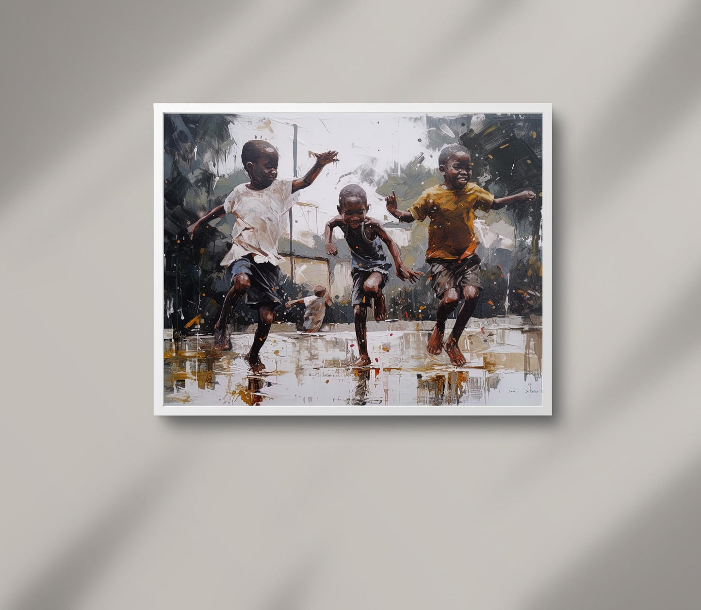 African Children , Joyful Kids canvas wall art shown in a styled room (view 3)