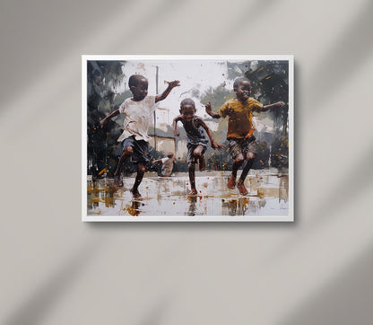 African Children , Joyful Kids canvas wall art shown in a styled room (view 3)
