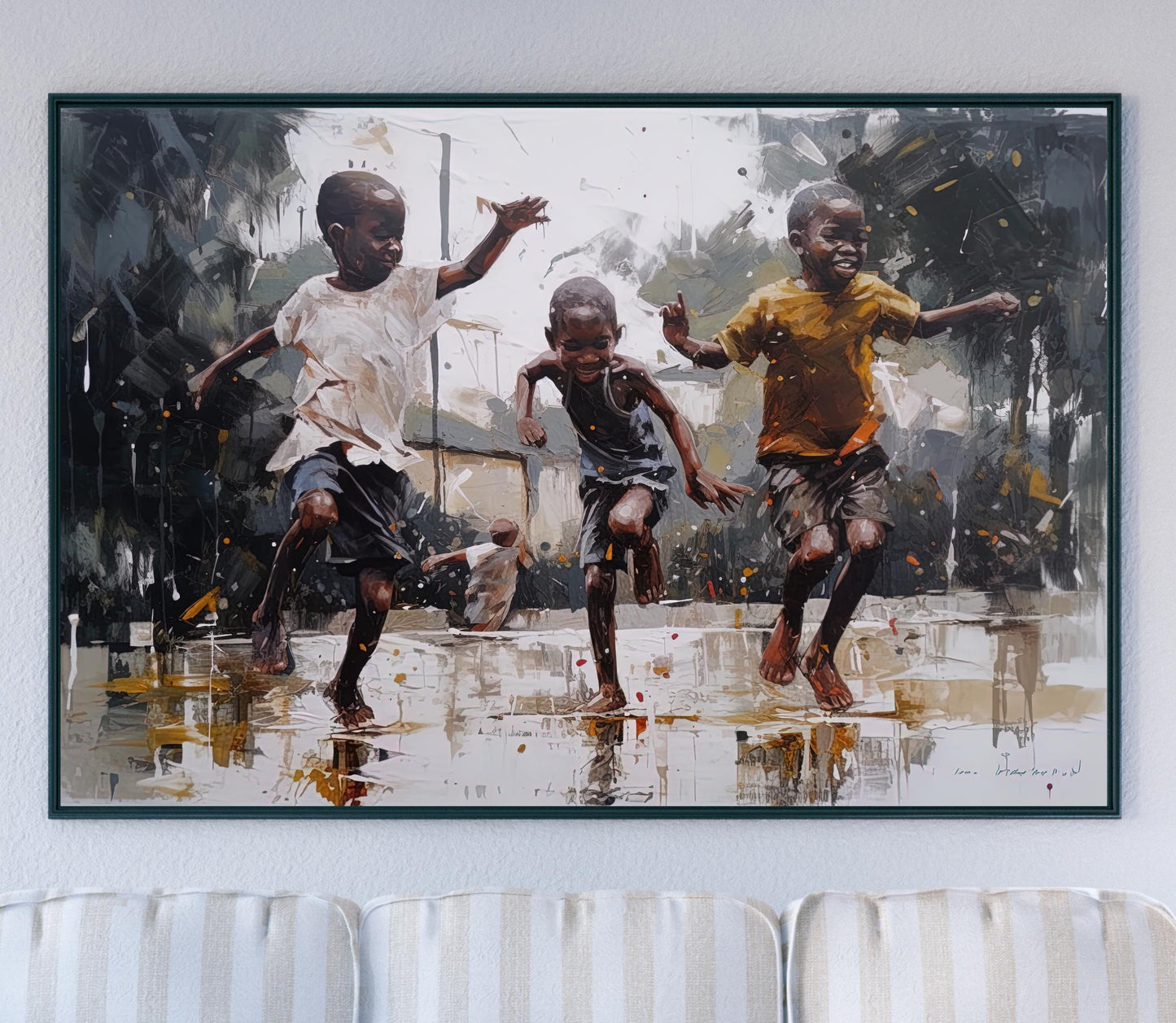 African Children , Joyful Kids canvas wall art shown in a styled room (view 2)