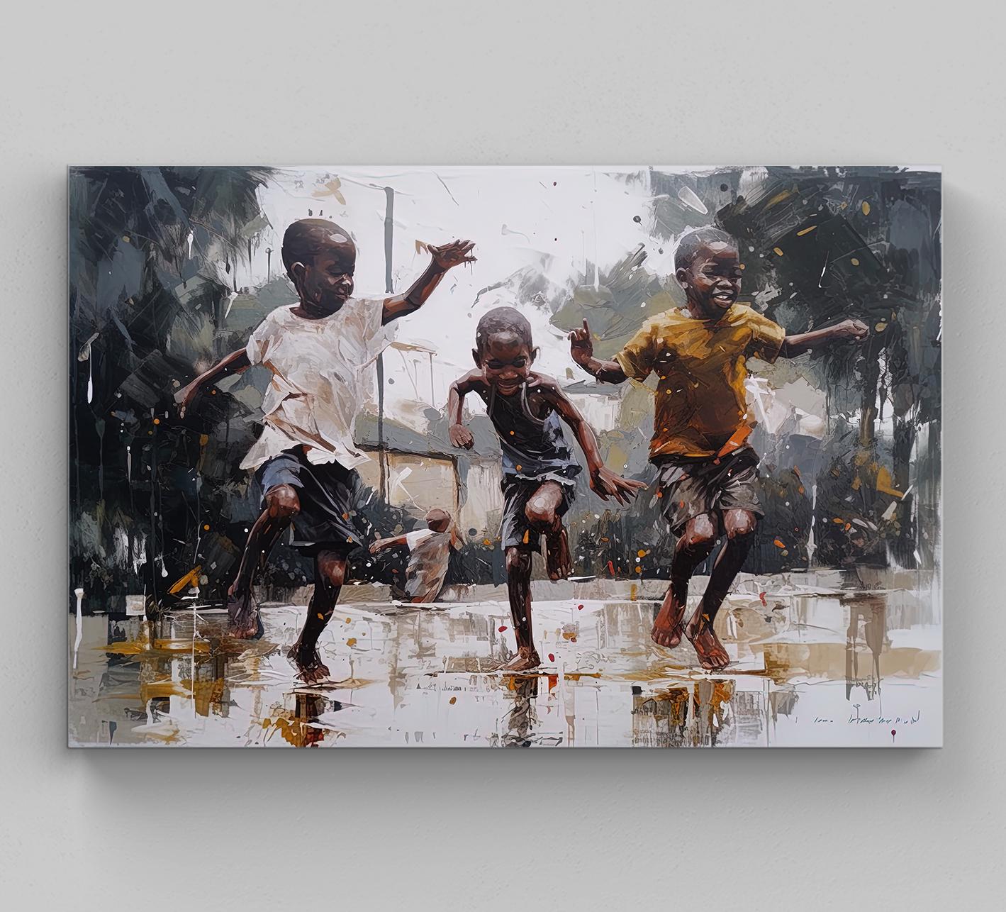 African Children Canvas Print, Joyful Kids Wall Art Decor - Antarmada