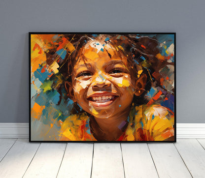 African Kid Art Print - Vibrant Colorful Wall Art on Museum-Grade Canvas - Antarmada