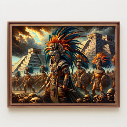 Aztec Warriors Canvas Print – Framed Mexican Wall Art With Wooden Frame - Antarmada
