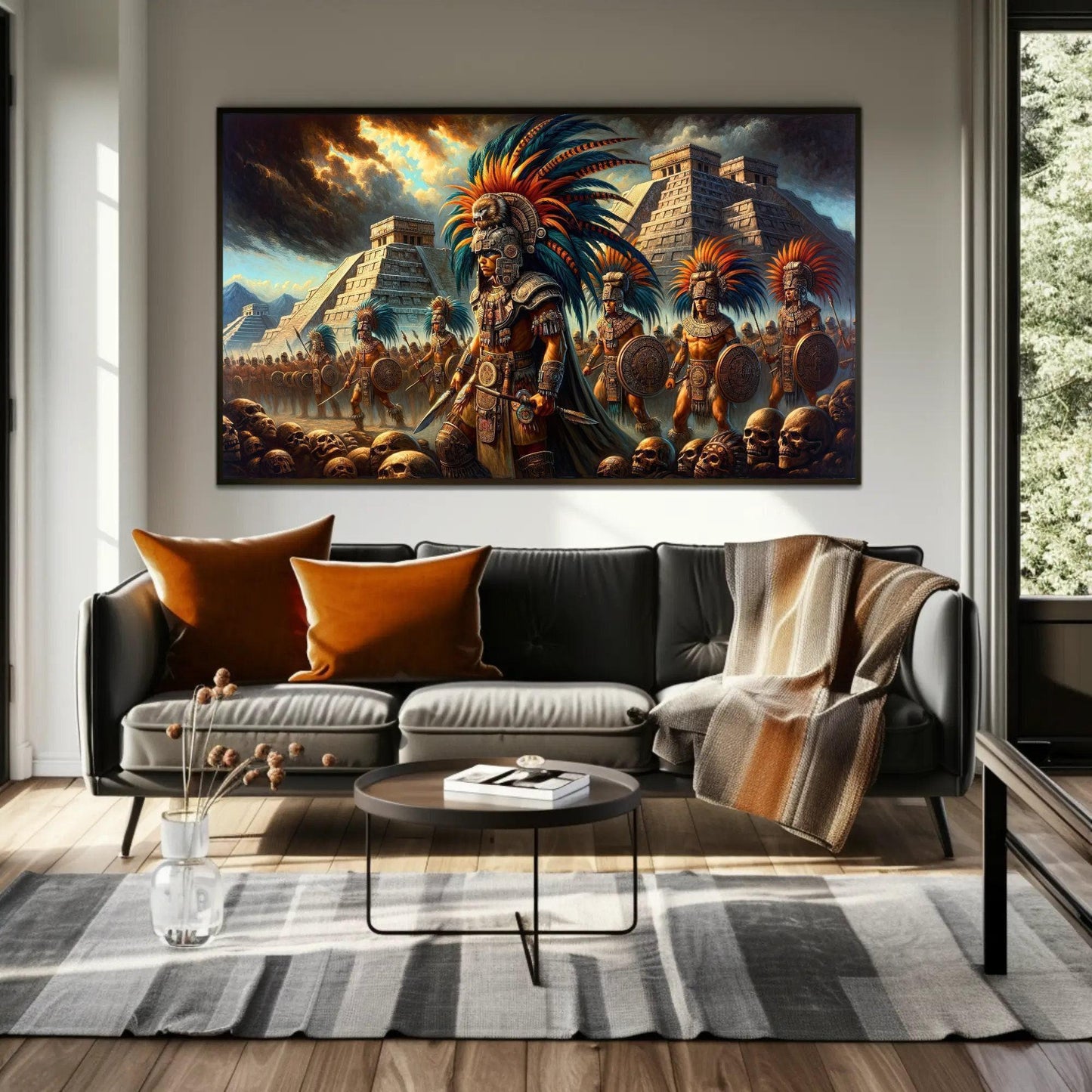 Aztec Warriors Canvas Print – Framed Mexican Wall Art With Wooden Frame - Antarmada