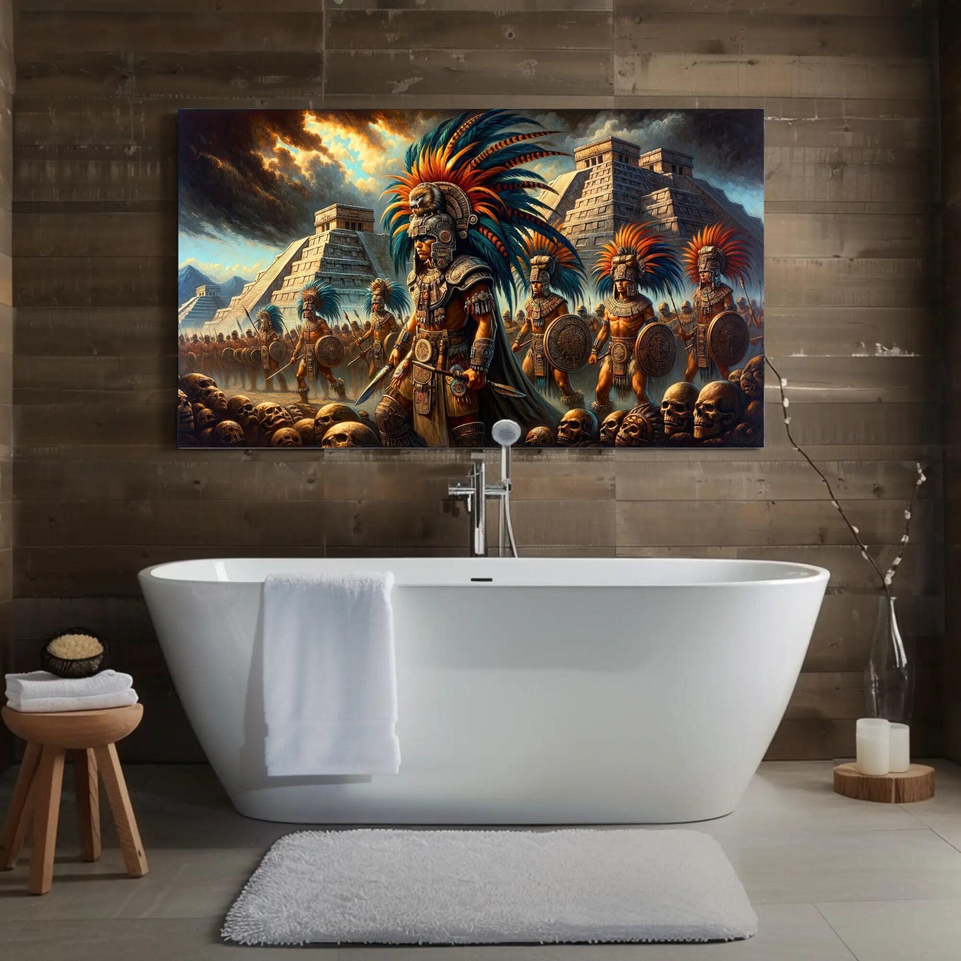 Aztec Warriors Canvas Print – Framed Mexican Wall Art With Wooden Frame - Antarmada