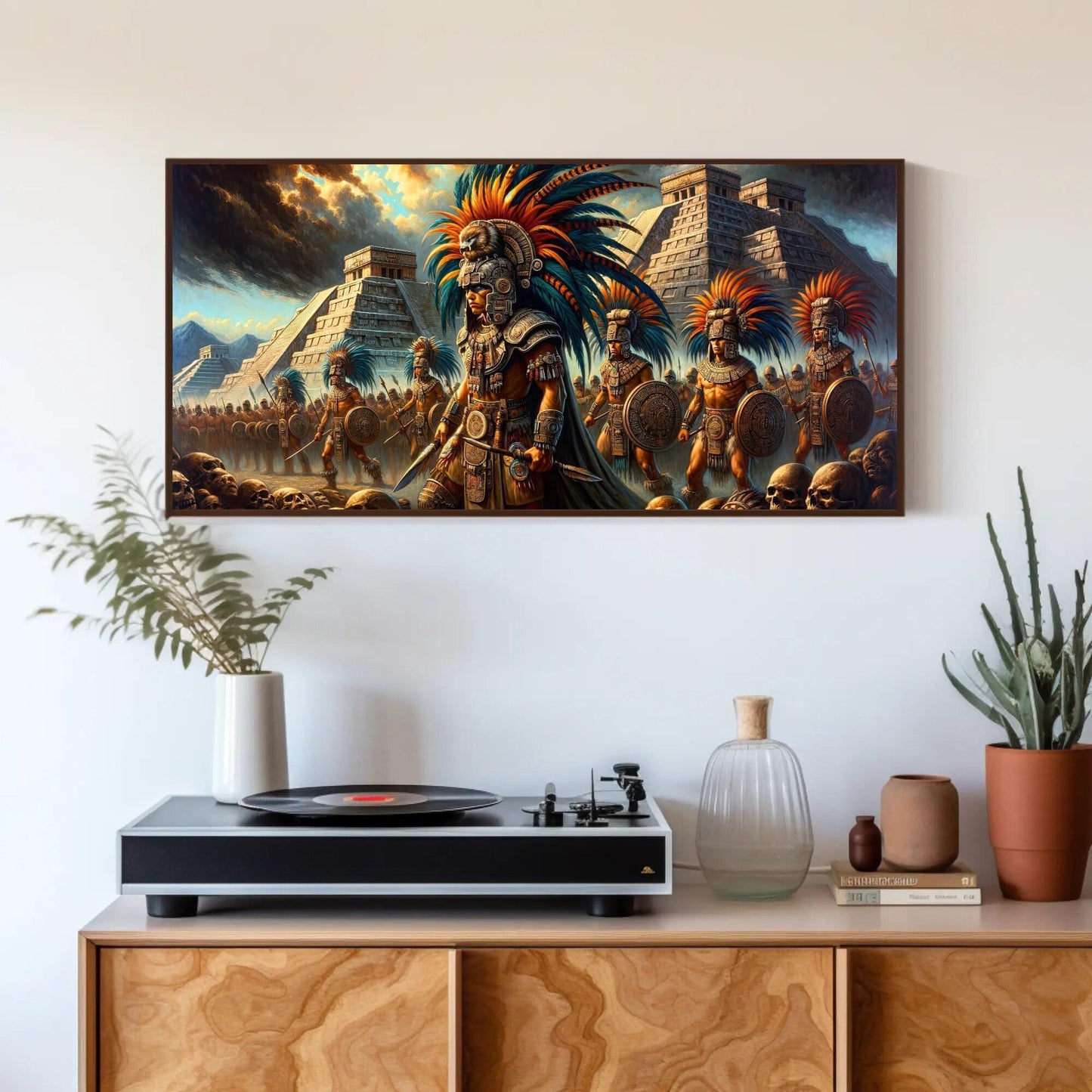 Aztec Warriors Canvas Print – Framed Mexican Wall Art With Wooden Frame - Antarmada