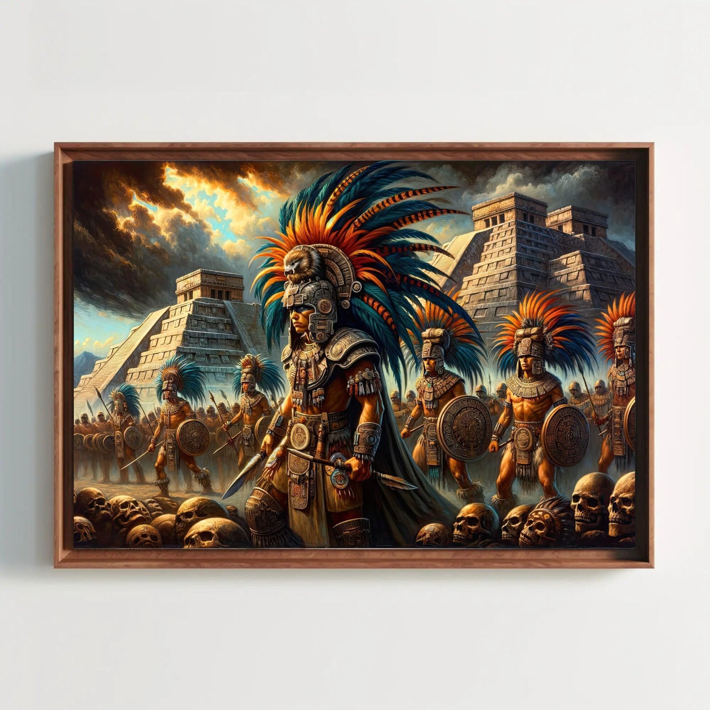 Aztec Warriors Canvas Print – Framed Mexican Wall Art With Wooden Frame - Antarmada
