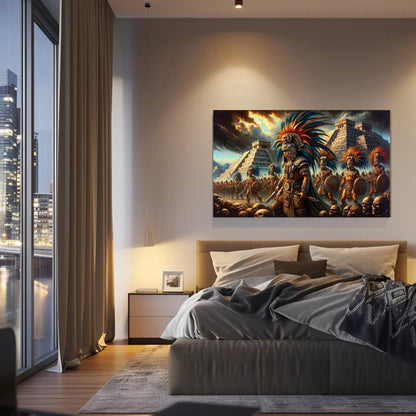Aztec Warriors Canvas Print – Framed Mexican Wall Art With Wooden Frame - Antarmada