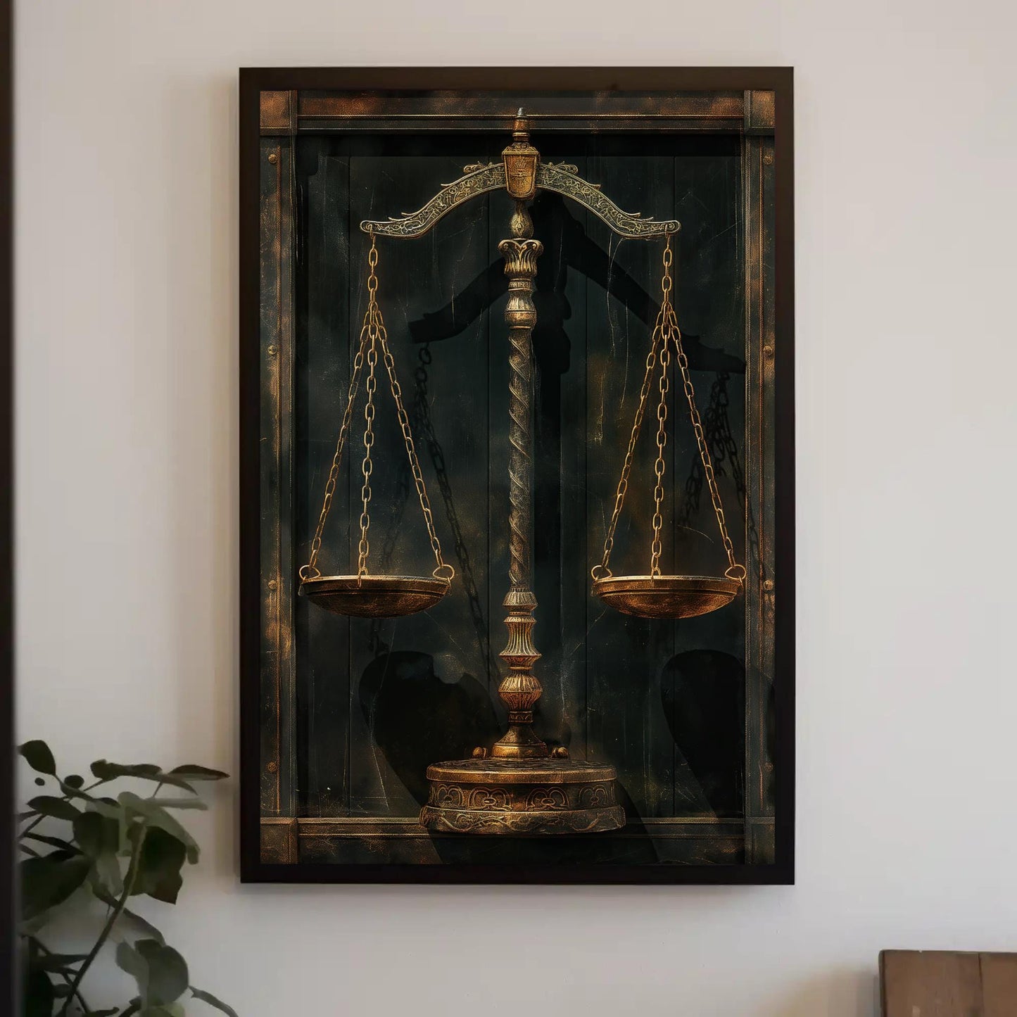 Scales Of Justice Art, Elegant Law Office Decor, Framed Legal Canvas Painting