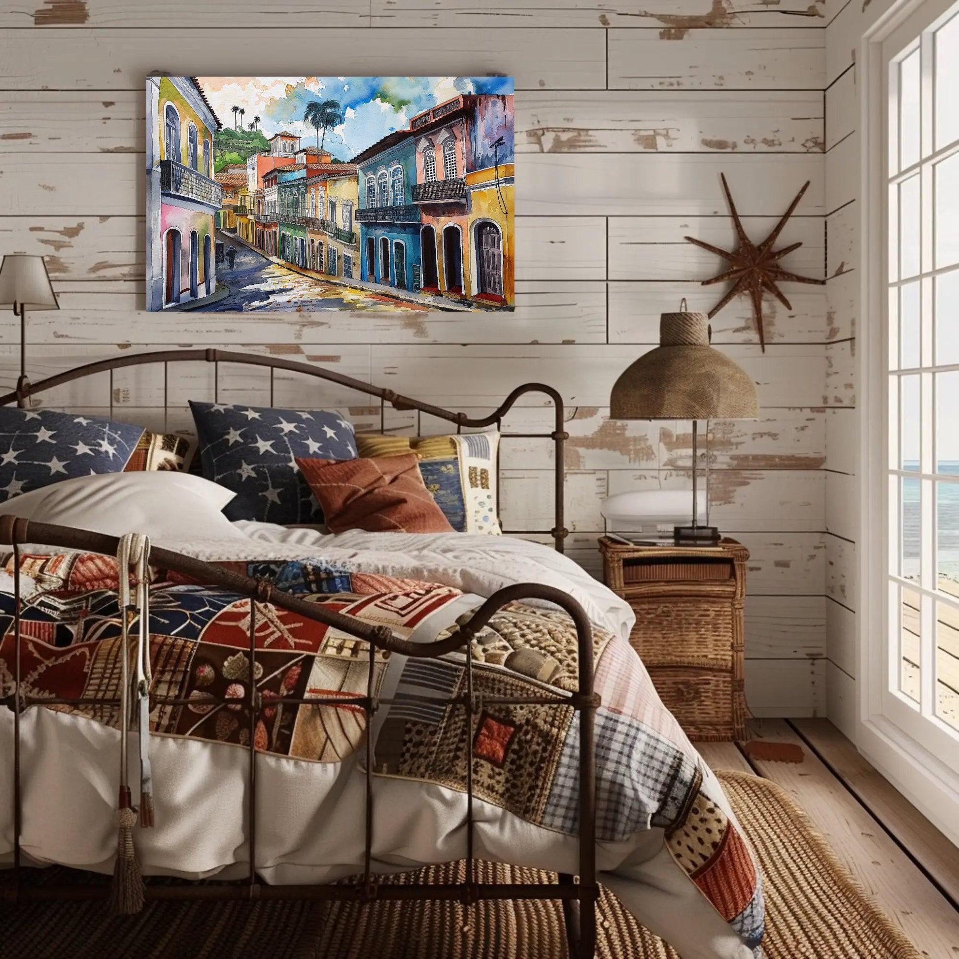 Salvador Bahia canvas wall art shown in a styled interior