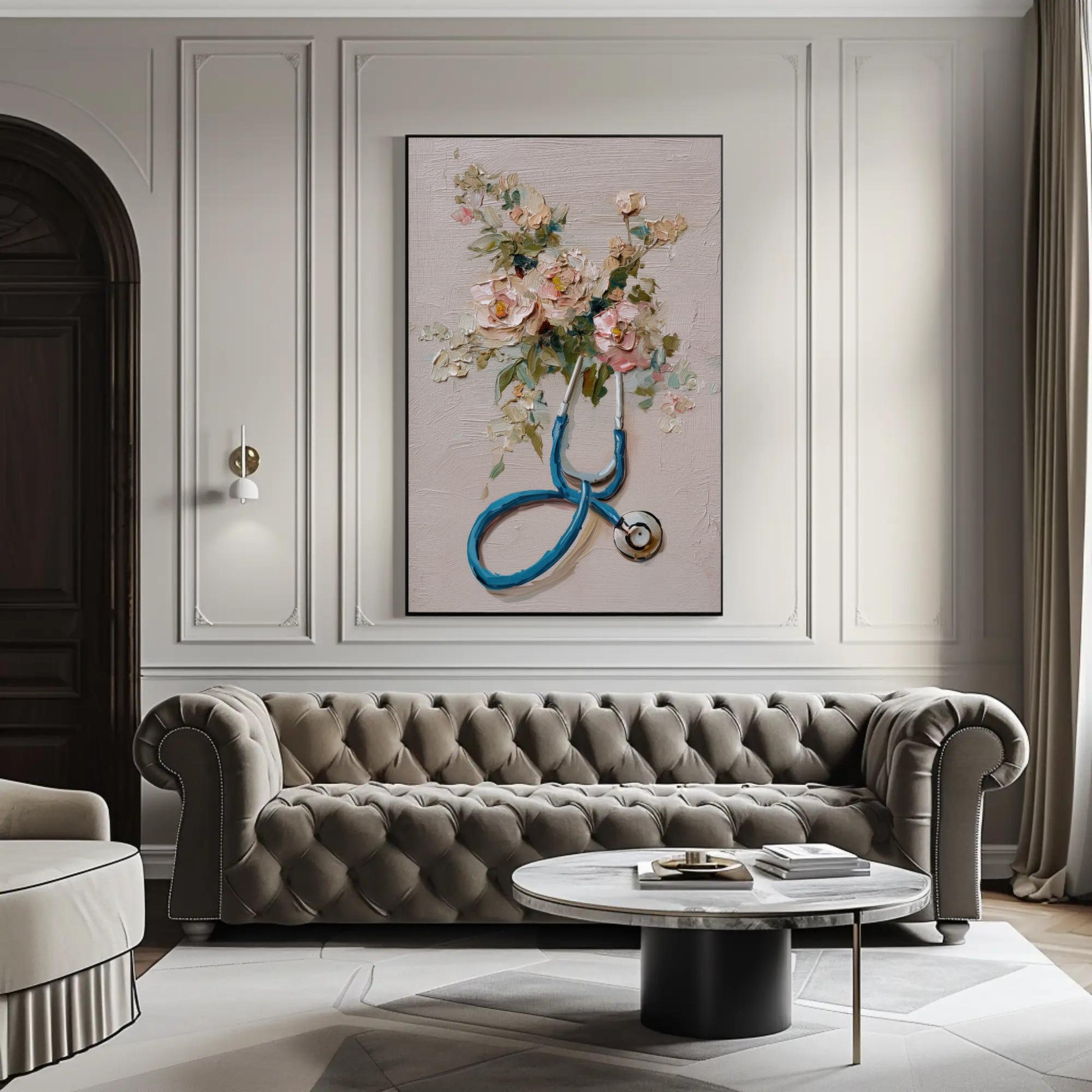 Doctor canvas wall art shown in a living room (view 2)
