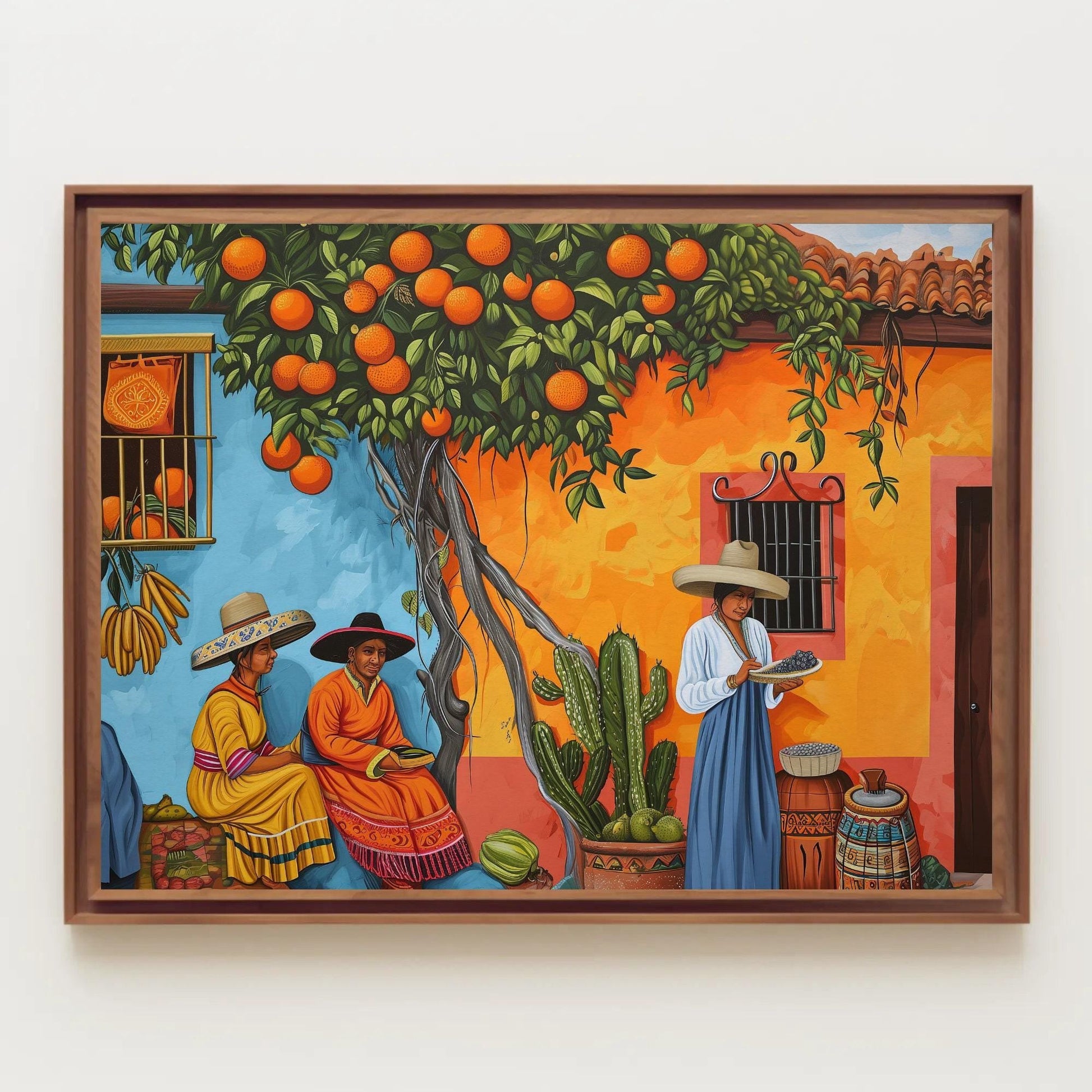 Traditional Mexican , Vibrant Folk traditional canvas wall art, ready to hang
