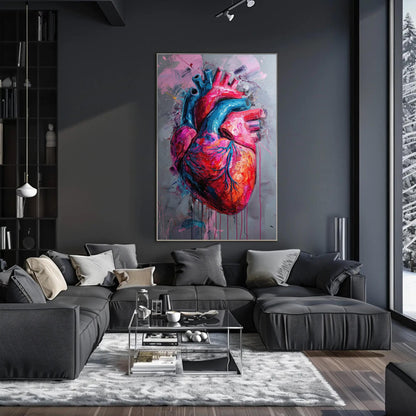 Abstract Human Heart Painting canvas wall art shown in a living room (view 3)