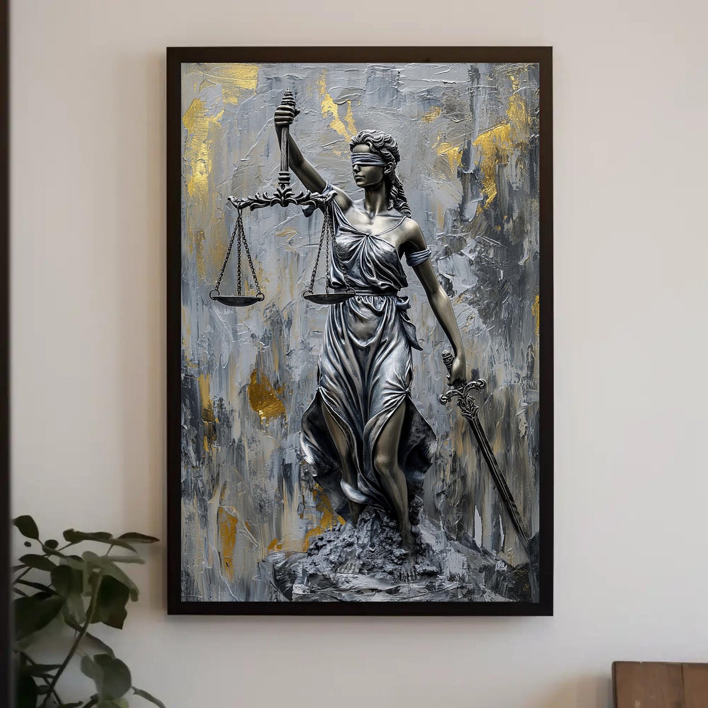 Lady Justice Canvas Print, Legal Office Symbolic Wall Art Decor