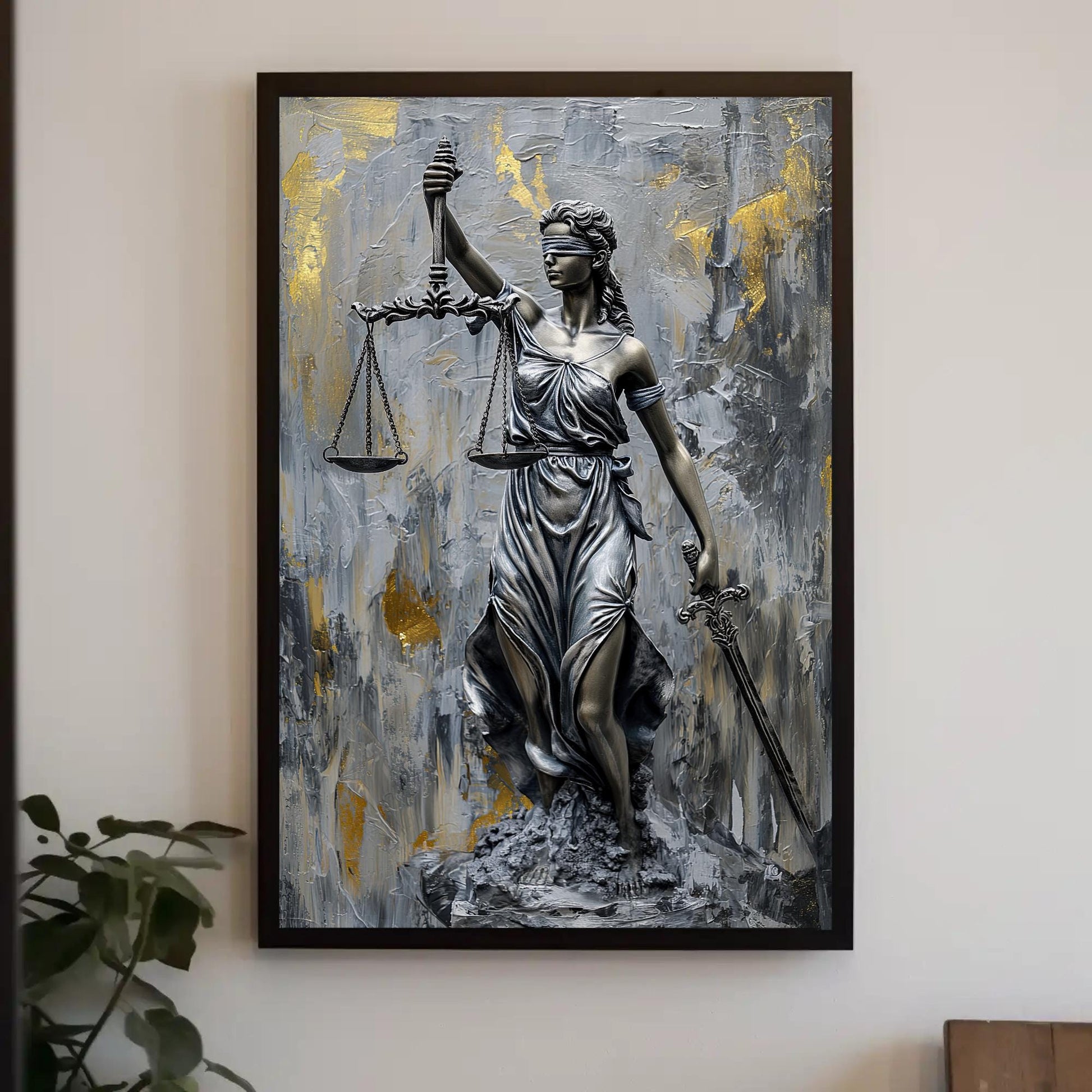 Lady Justice Canvas Print, Legal Office Symbolic Wall Art Decor
