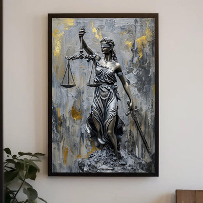 Lady Justice Canvas Print, Legal Office Symbolic Wall Art Decor