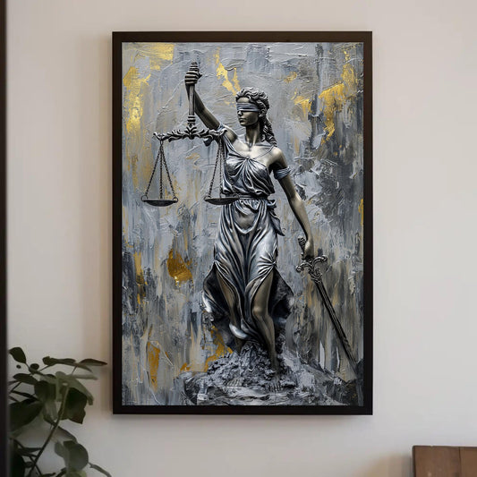 Lady Justice Canvas Print, Legal Office Symbolic Wall Art Decor