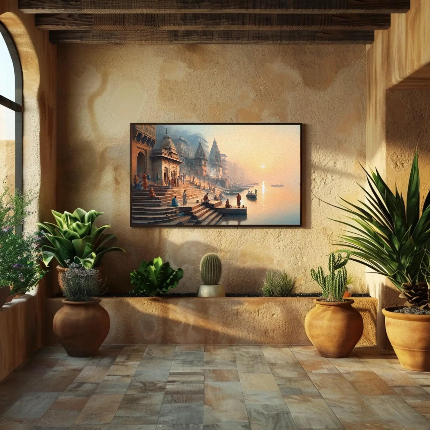 Varanasi canvas wall art shown in a styled room (view 2)