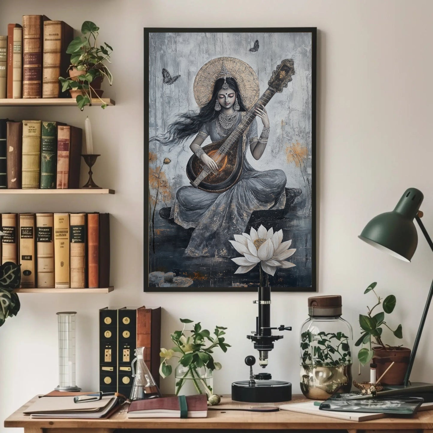 Goddess Saraswati Abstract Canvas Painting