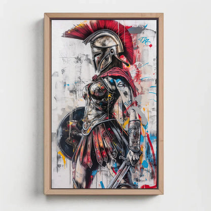 Greek Warrior canvas wall art shown in a styled room