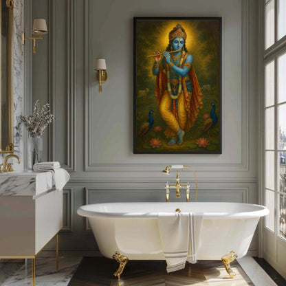 Krishna Flute canvas print, premium giclée wall art