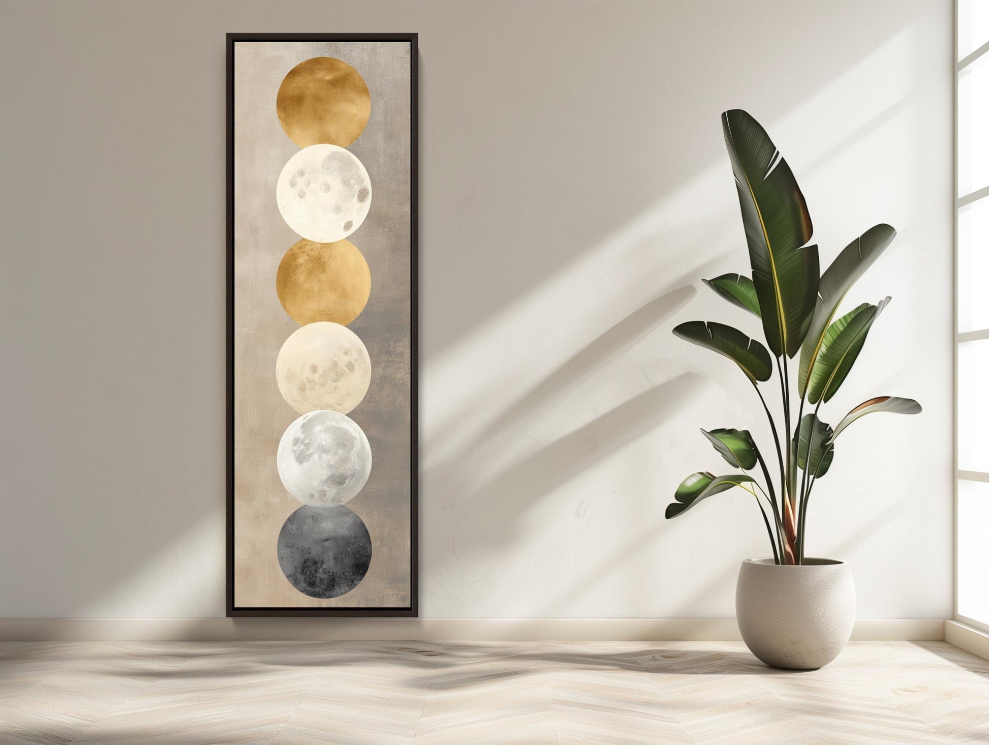 Gold Moon Phases canvas wall art shown in a styled room (view 2)