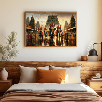 Indian Temple , South India Festival canvas wall art, gallery-wrapped or framed