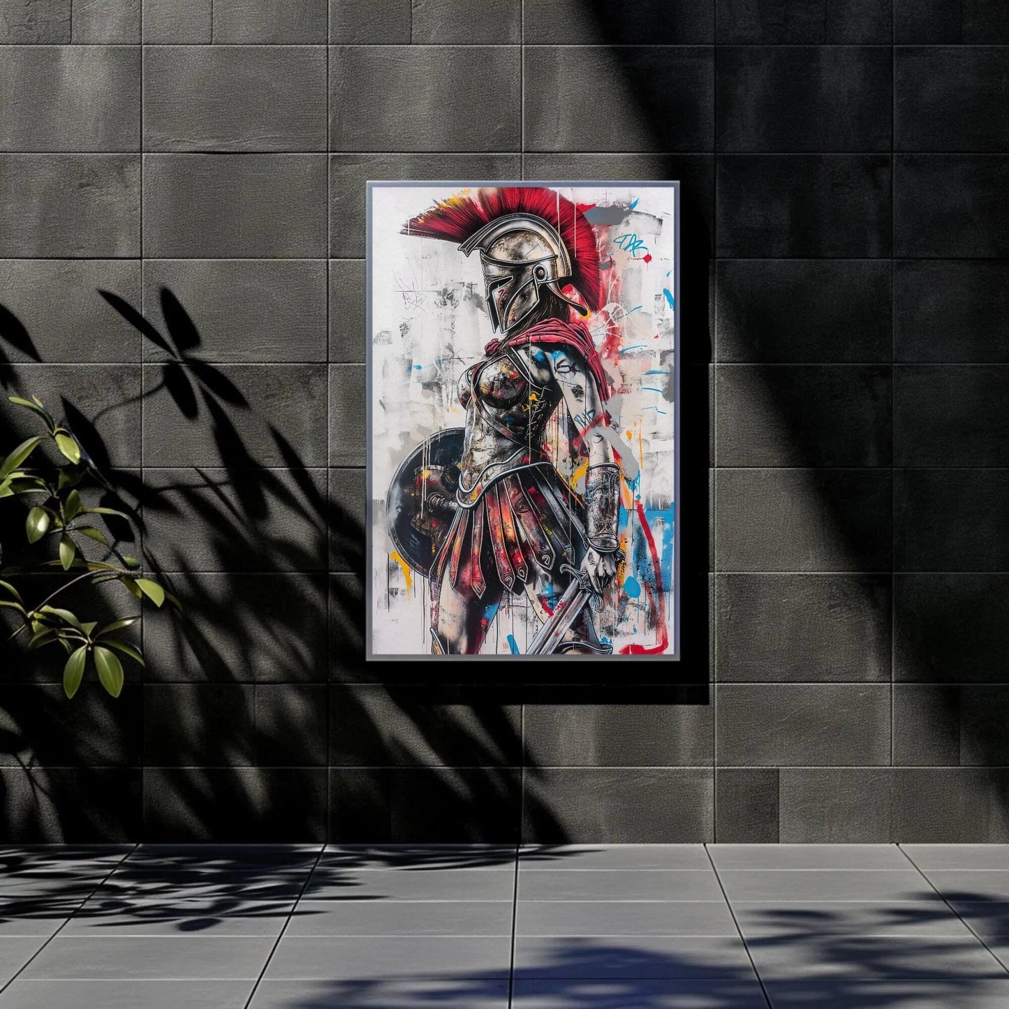 Greek Warrior canvas wall art shown in a styled room (view 3)