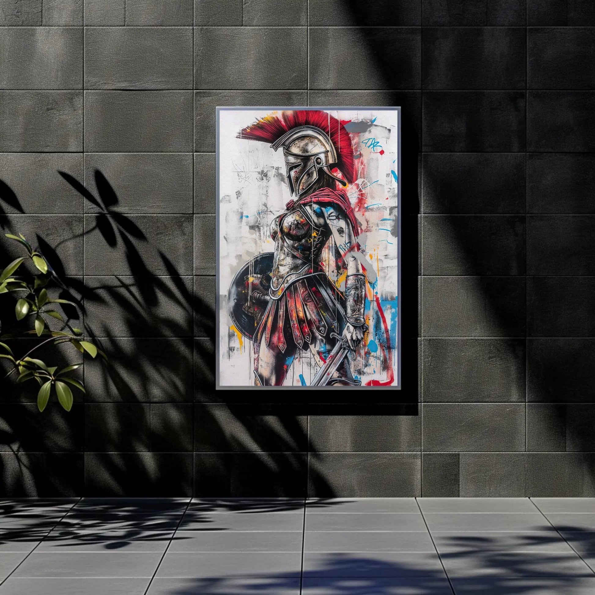 Greek Warrior canvas wall art shown in a styled room (view 3)