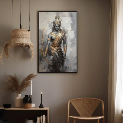 Lord Rama , Hindu God , Pooja Room canvas wall art shown in a styled room (view 2)